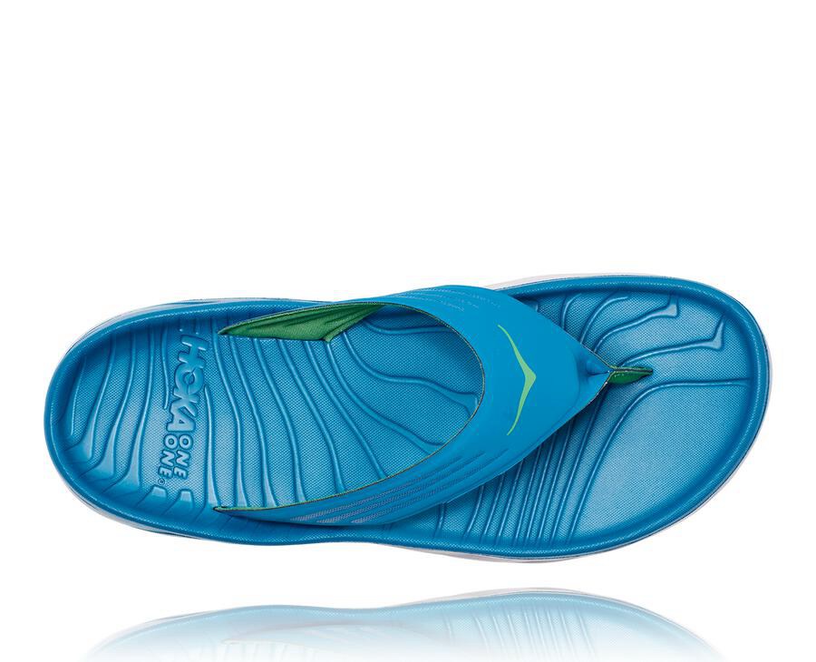 Sandalias Hoka One One Hombre Azules/Blancos - Ora Recovery Flip - KDYU34052